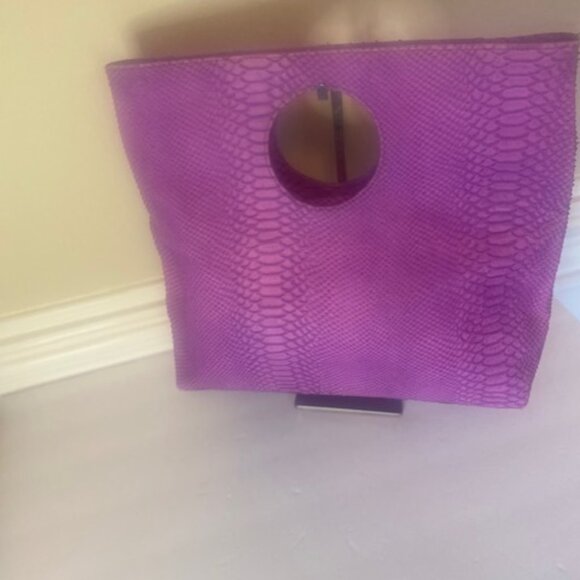 Doncaster Vintage Pink/Purple Python Embossed Italian Leather Bag - Picture 4 of 9
